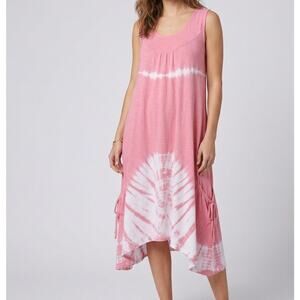 Island Planet Pink Sleeveless Pullover Dress One Size Pink White Tie Dye